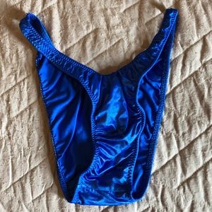 Shiny High Cut Blue Bikini 90s